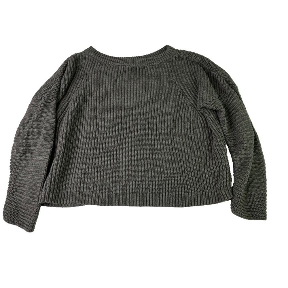 Polo Ralph Lauren Women Gray Ribbed Crewneck Cropped Cotton Knit Sweater Size M